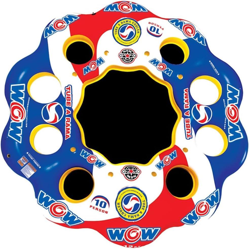 Wow Sports Tube-A-Rama Inflatable Floating Island - Holds Up to 10 People - 8 Seats - Water Raft for Adults & Kids