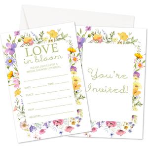 Wedding Shower Invitations, Floral Bridal Shower Party Invites With Envelopes For Couple, Engagement Banquet Party Celebration Decorations Supplies, 25 Pack -A04
