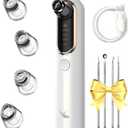 Yccu Blackhead Remover Vacuum Blackhead Vacuum Remover Pore Extractor Blackhead Remover Tool Black Head Remover for Face Blackhead Extractor Pore Cleaner Vacuum with USB Charge 4 Modes 5 Suction Heads, White