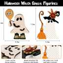 DAZONGE Halloween Decorations Indoor, 2 Pack Cute Wooden Halloween Ghost Witch Decor, Witchy Ghost with Broom & Boo Balloon Centerpieces for Party Mantel Shelf Tabletop (Orange&white)