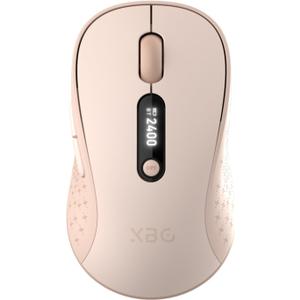 XBG B15pro Wireless Bluetooth Mouse, Bluetooth 5.0/4.0 & 2.4G Tri-Mode, Type-C Rechargeable with LED Screen Display, Ergonomic Silent Click for Laptop/PC/Tablet, Multi-Device & Office Use-Pink
