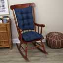 Klear Vu Omega Non-Slip Rocking Chair Cushion Set, Assembled in USA, Thick Padding & Tufted Design, Includes Seat Pad & Back Pillow with Ties, 17x17 Inches, 2-Piece Set, Twillo Indigo