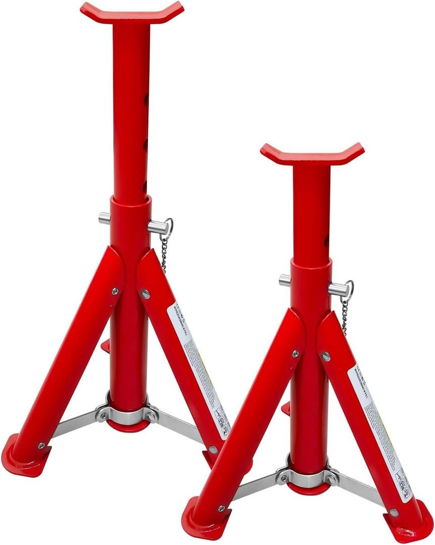 YATOINTO Foldable Jack Stands 3 Ton (6,600 LBs), 11.42"-16.06" Adjustable Height with Mobility Safety Pin,Car Jack Stand for Home&Garage, Workshops,Lifting SUV, Pickup Truck,UTV/ATV, Red, 1 Pair