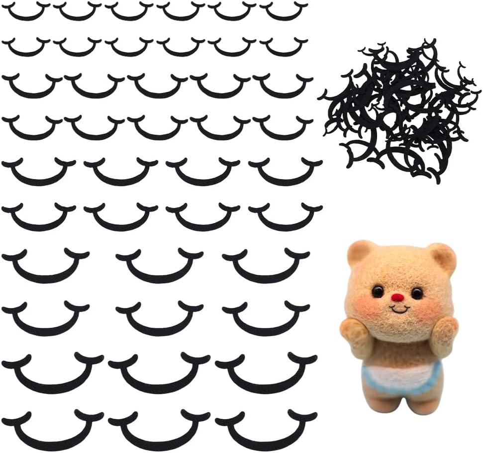 FINGERINSPIRE 300 PCS Felt Mouth for Dolls 5 Sizes Black Felt Mouth Felt Craft Doll Mouths Safety Felt Mouth for Crafts Puppet Teddy Bear Crochet Plush Animals DIY Making Accessories