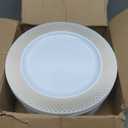 " OCCASIONS" 40 PACK, Extra Heavyweight Disposable Wedding Party Plastic Plates/Chargers/Serving Tray (Extra Large Dinner Plate/Charger, Celebration White/Gold) …