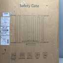 37 Inch Tall Baby Gate with Small Cat Door, Adjustable 29.55" and 46.06", Auto Close Safety Child Gate for Stairs, Doorway, House, Pressure Mounted (White)