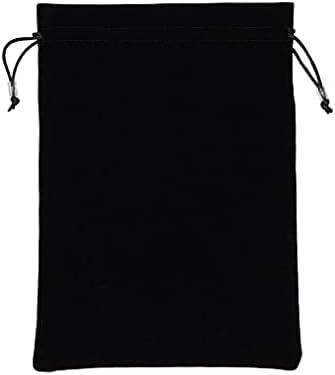 EFENDIZ Drawstring Pouch, Black Velvet Bag 7.3X10 inches, with 2 Compartments and Drawstrings, Great Bag for Gifts, Jewelry, Makeup, Power Bank, or Game Accessories