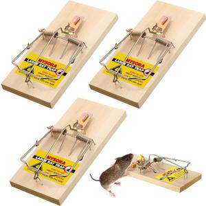 3 Pack Large Wooden Mouse Traps, Heavy Duty Rat Snap Traps with Metal Pedal, Sturdy Reusable Mousetraps for Fast Capture of Large Rats & Rodents, Safe for Indoor & Outdoor Use