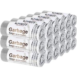 ELPHECO 2.5 Gallon Trash Bags  15 Liters Drawstring Garbage Bags  Small Trash Bags For Bathroom Office Living Room Use  Suitable For 1.5-4 Gallon Trash Can  18"20"  180 Count / 18 Rolls  A