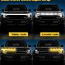 Sequential Dynamic Scan LED Hood Light Strip for Cars, Dual Color White DRL with Amber Turn Signal, Flexible Cuttable IP68 Waterproof Exterior LED Light, for Trucks SUVs Vans, 70inch 12V, 1 Set