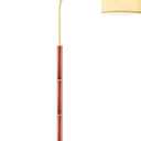 Mid Century Modern Arc Floor Lamp,71" Vintage MCM Wood Floor Lamp,Adjustable Lampshade,Gold Standing Lamp,Perfect for Living Room,Bedroom,Office and Hotel