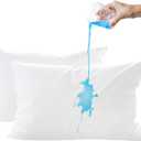 Waterproof Pillow Protector  Queen Size 2 Pack Pillow Covers with Hidden Zipper, TPU Coating, Oeko-TEX Certified Polyester, Machine Washable, Wrinkle & Shrink Resistant