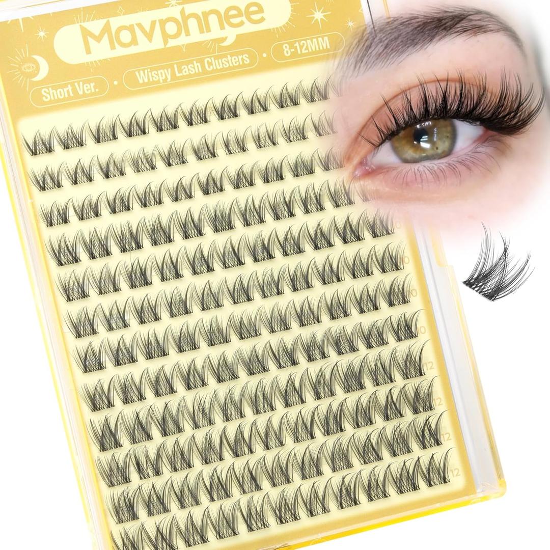 Lash Clusters Natural Eyelash Clusters 8-12MM Wispy Lash Extensions C Curve Individual Lashes Clear Band Cluster Lashes Clean Makeup DIY Lash Pack