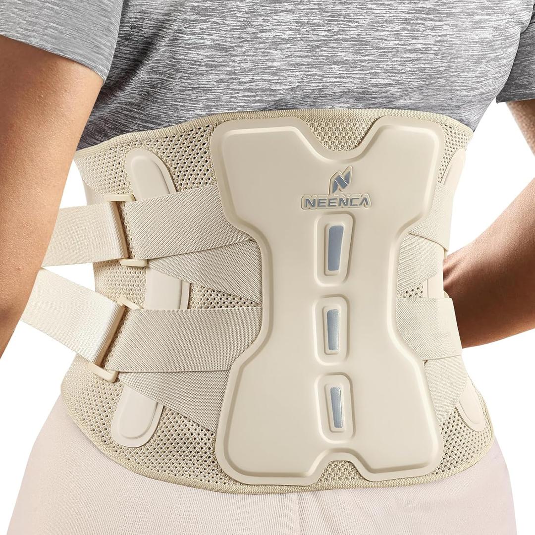 NEENCA Back Brace for Lower Back Pain Relief with Bionic Support System, Adjustable Lumbar Support Belt for Men & Women with Lumbar Pad, Soft Breathable Mesh for Herniated Disc, Sciatica, Scoliosis... (Small, Skin-Single)