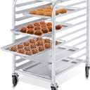 Giantex 10 Tier Aluminum Bakery Rack Home Commercial Kitchen Bun Pan Sheet Rack Mobile Sheet Pan Racking Trolley Storage Cooling Rack w/Lockable Casters