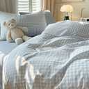 Nayoroom Gingham Duvet Cover Twin Size Blue White Plaid Checkered Comforter Cover Grid Farmhouse Bedding Set 2 Pcs Soft Breathable Washed Microfiber Gifts for Women Men
