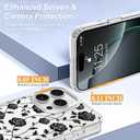 Magnetic for iPhone 16 Pro Max Case [Compatible with MagSafe][with Screen + Camera Protector] Clear Rose Floral Flower Pattern Design, Slim Shockproof Phone Cover for Women Girls