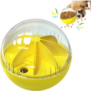 Dog Treat Ball, Cat Treat Dispenser Puzzle Toys - Active Rolling Balls for Medium/Large Dog Breeds (Yellow)