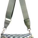 Spacious Checkered Nylon Crossbody Bag Bum Bag Checkered Handbags Wallets for Women (Beans Green Checkered)