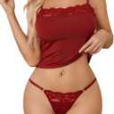Avidlove Women Sexy Square Neck Tank Top Summer Y2K Going Out Basic Modal Sleepwear Lingerie PJ Set Lace Trim Camisole (Wine Red, XXL)