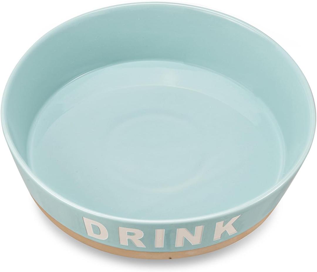 10" Non-Slip Ceramic Dog Bowl, 71 Oz Heavy-Duty Dog Food/Water Dish, Pet Feeding Bowl for Medium-Sized Dogs and Large Breeds, Porcelain Pet Feeder Bowl, Microwave and Dishwasher Safe, Lake Blue