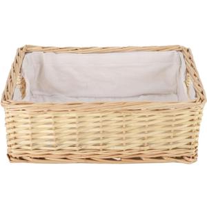 YAHUAN Rectangular Wicker Storage Basket Woven Rattan Basket with Handle, Baskets for Organizing, Bedroom,Living room,Pantry (Wicker with lining)