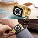 MioHHR Solid Stainless Steel Band Compatible with Apple Watch 42mm (Series 11 10), Metal Strap with Soft TPU Case for iWatch Series 11/10 42mm Women and Men, Gold