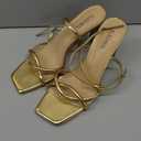 Womens Sandals Square Open Toe Strappy Heels for Women Dressy Chunky High Heels Ankle Buckle Heeled Sandals for Women Comfort Wedding Prom Party Shoes (9.5, Gold)