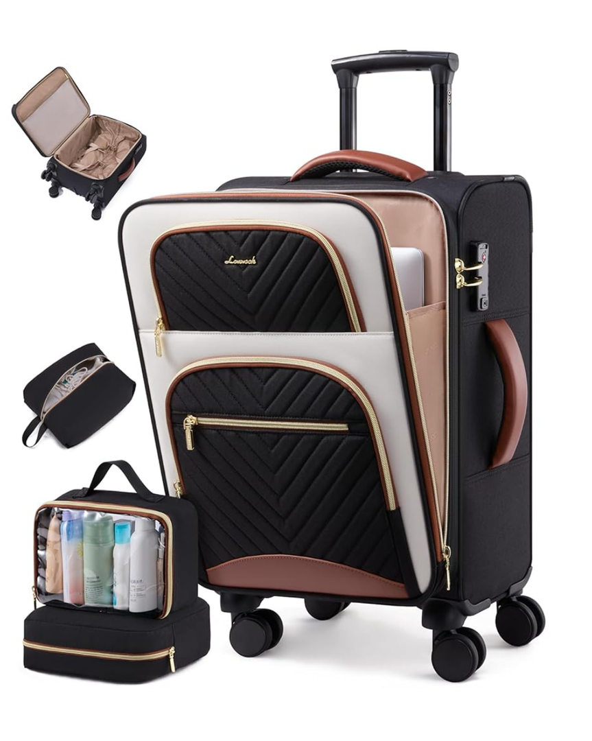 LOVEVOOK Carry on Luggage 22x14x9 Airline Approved, Large Waterproof Carry on Suitcase with 3 Packing Cubes,Lightweight Softside Underseat Travel Luggage with 360° Wheels,Laptop Compartment,TSA Lock