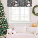 Window Valance Rod Pocket Short Curtain Panels Winter Falling Snowflake and Snowman Kitchen Valances Curtains, Merry Christmas Grey Back Window Treatments Drapes for Living Room Bedroom Decor (54"W x 18"L (Pack of 1))