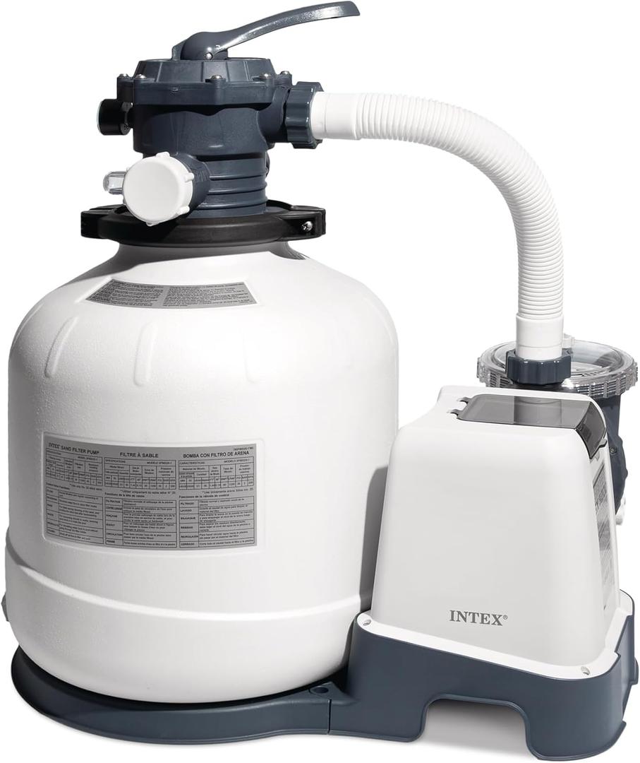 INTEX 3,000 GPH Krystal Clear Sand Filter Pump for Above Ground Pools, Swimming Pool Pump with Automatic Timer - Improved Circulation, Filtration, & Clarity 3,000 Gallons Per Hour, Sand Filter Pump