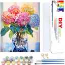 Yunruily Hydrangea Canvas Paint by Numbers for Adults-Paint by Numbers Adult Flowers,Painting by Number Flowers for Gifts and Home Wall Decor(with Gifts Box) 20×30inch