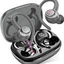 Wireless Earbuds, Bluetooth 5.4 Headphones Sport, Over Ear Buds with ENC Noise Cancelling Mic, 48H, Wireless Earphone with Earhooks, Stereo Deep Bass, IP7 Waterproof Ear Bud for Workout Running, Grey