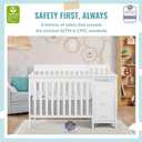 Dream On Me Jayden 4in1 Mini Convertible Baby Crib & Changer with Storage in White, Pinewood, GreenGuard Gold & JPMA, 1 Mattress Pad, 3 Levels, Converts to Mini Day & Twin-Size Bed (Add On Rail)