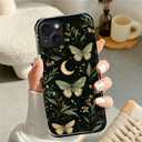 Compatible with iPhone 14 Plus Case, Hybrid 2-Layer Case Shockproof Anti-Scratch for Girl Women Boy Men, Moonlit Moth for iPhone 14 Plus