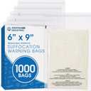Spartan Industrial - 6 X 9 (1000 Count) Self Seal Clear Poly Bags with Suffocation Warning for Packaging, Shipping - Resealable Glue