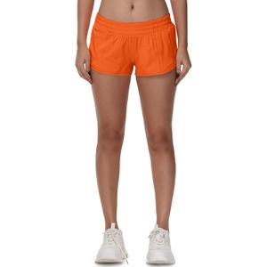 MCEDAR Women's Running Shorts Low Waisted 2.5"Lightweight Active Workout Quick Dry Gym Athletic Sports Shorts Zip Pocket (Bright Orange) S