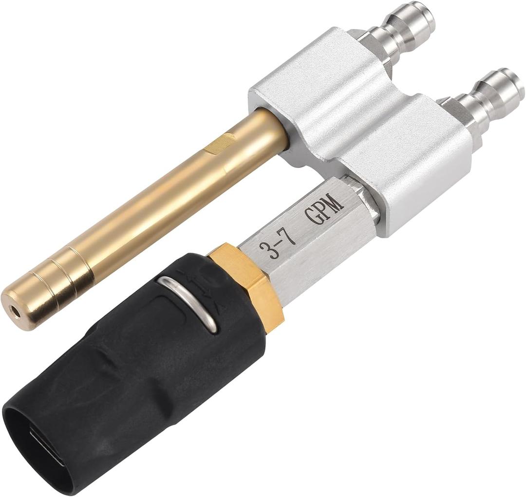 2 in 1 Downstream Soft Wash Chemical Nozzle, M5 Twist Shooter Tips Nozzles, 0-60° Adjustable Spray Pattern, for 1700-6000 PSI, 3-7 GPM Pressure Washer, with 1/4 in Quick Connector