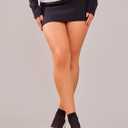 Women's Low Rise Black Contrast Tight Micro Mini Skirt