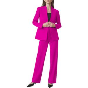 Women's 2 Piece Suits Business Casual Outfits Straight Wide Leg Pants Suits Professional Office Work Outfits (Pink, XL)