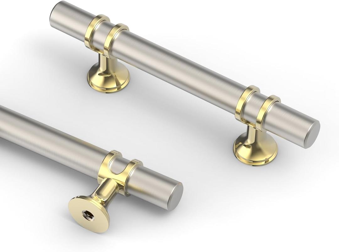 Asidrama 10 Pack 3 Inch(76mm) Champagne Bronze and Brushed Satin Nickel Kitchen Cabinet Handles, Cabinet Pulls Kitchen Cabinet Hardware Cupboard Handles Drawer Pulls