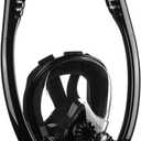 Adult Full Face Snorkel Mask, Waterproof Dual Breathing Tubes, Patented Design, Breathing Through The Nose, Professional Snorkeling Gear for Vacation, Mountable Action Camera (Black)