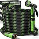 NON-EXPANDABLE Garden Hose 25 FT, Heavy Duty Steel Metal Flexible Water Hose with 10-Function Spray Nozzle, Durable Fabric Skin, No Kinks & Leak-Proof with Upgraded Handle