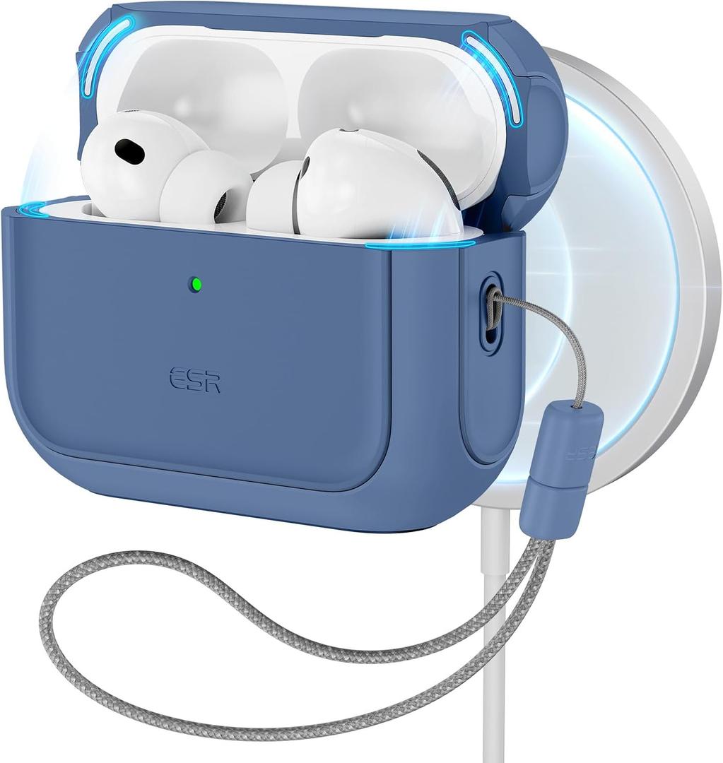ESR for AirPods Pro 3 Case, Compatible with AirPods Pro 3rd Generation Case (2025), Compatible with MagSafe, Full Drop Protection Cover with Lanyard, Dark Blue
