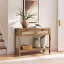 SICOTAS Rattan Console Table with Drawers, Boho Entryway Table Sofa Table, 1 Piece