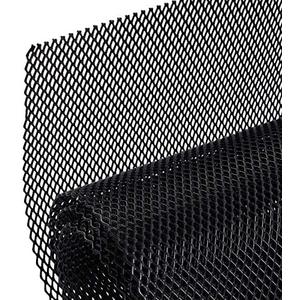 AggAuto Universal 40"x13" Car Grill Mesh - 100x33cm Aluminum Alloy Automotive Grille Insert Bumper 3x6mm Rhombic Hole, One of the Most Multifunctional Shape Grids Black