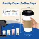 16 oz Coffee Cups + 16 Extra Cups Bulk Disposable To-Go Paper Cups with Lids and Sleeves for Hot Beverage, Chocolate, Cocoa, Office Supplies, Coffee Bar Accessories (100 Pack + 16 Extra Cups, White)