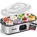 MUELLER Automatic Digital Yoghurt Maker Machine with Timer & Constant Temperature Control, Stainless Steel Probiotic Yogurt Makers with & LCD Display, 8 * 6 Oz Glass