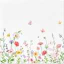 Crisky 100 Pcs Wildflower Floral Cocktail Disposable Paper Napkins for Wedding/Engagement/Bridal Shower/Baby Shower/Anniversary Party Decoration, 3-Ply
