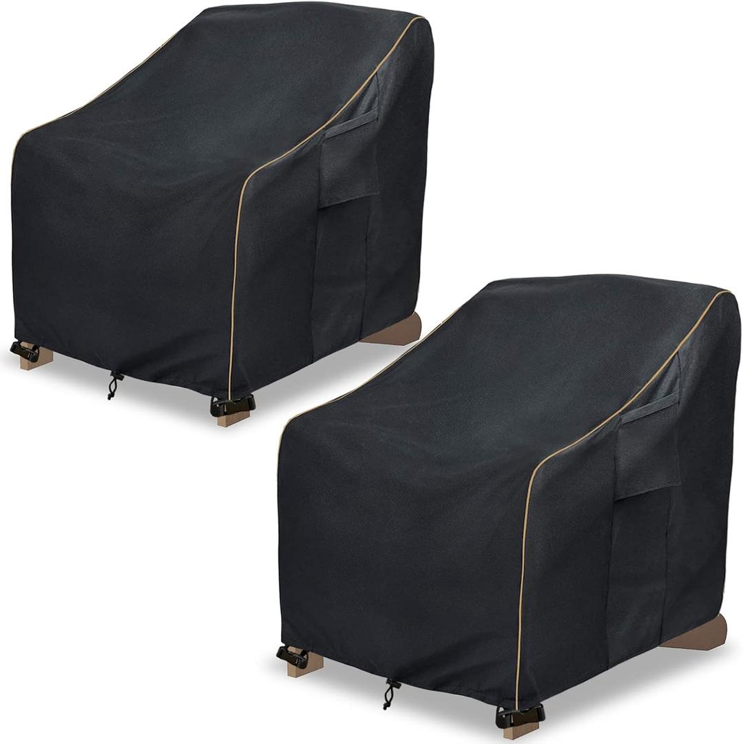 Patio Adirondack Chair Cover 2 Pack,Waterproof Heavy Duty Outdoor Chair Covers,Patio Adirondack Chair Cover for Outdoor Chair,(30W x 34 D x 36 H inches),Black